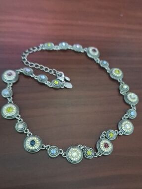 Lia Sophia Silver-Tone Multi-Gem Disc Necklace - Women Jewelry